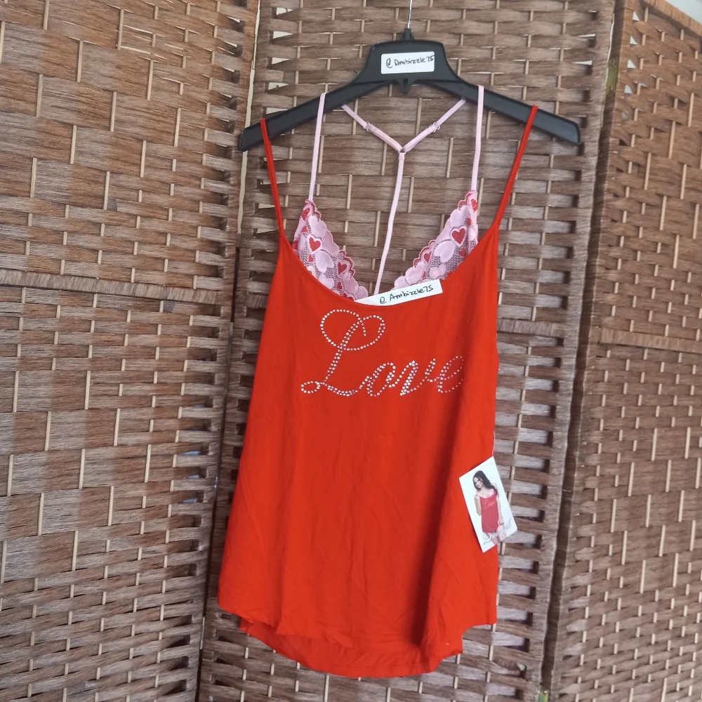 Dreamgirl 2-PC Love Chemise & Hearts Pattern Bralette Set